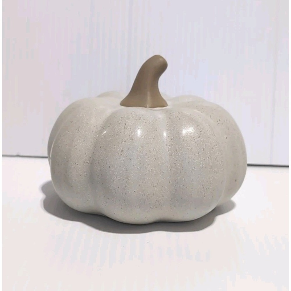 Threshold Ceramic Pumpkin Figural - Beige with Brown Specks 5"D, 3.5"H - NEW
